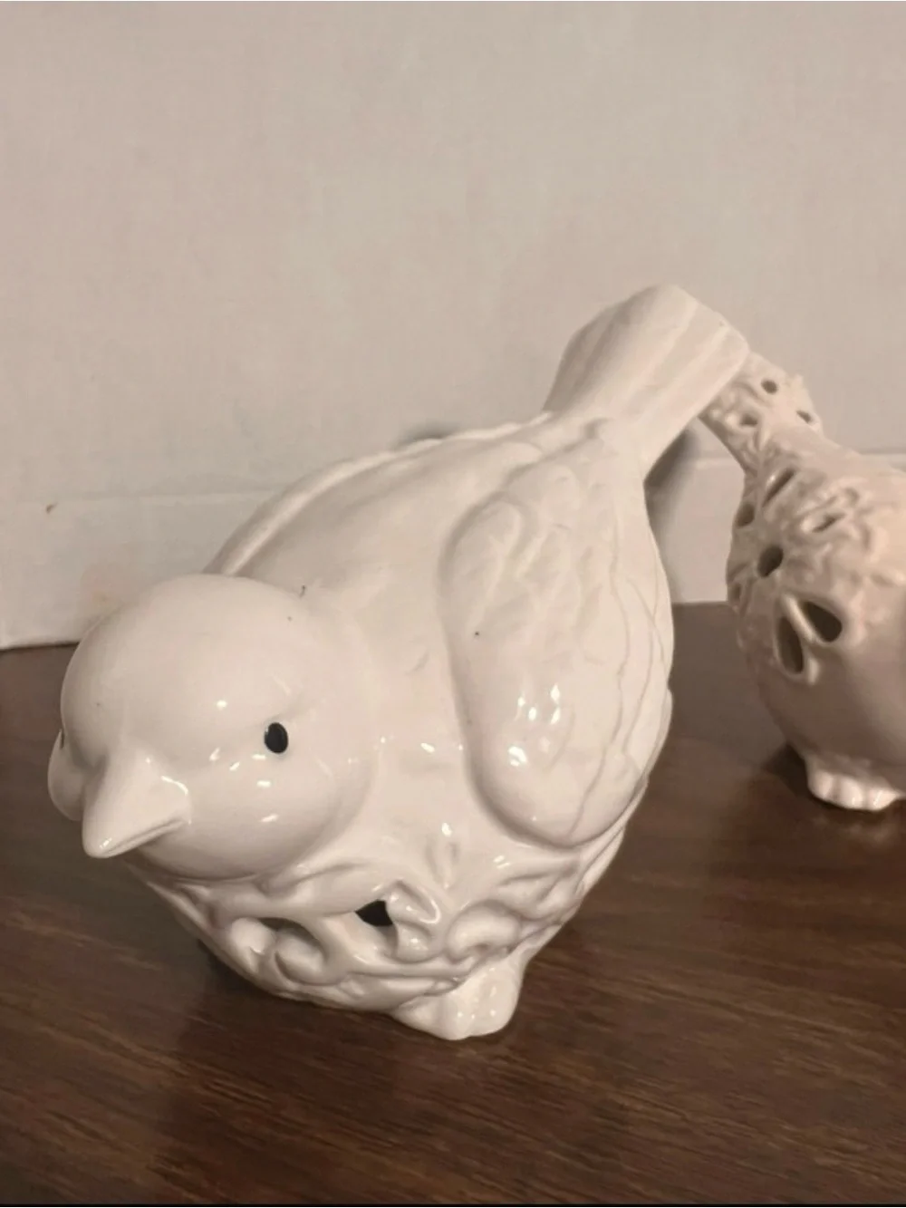 White Ceramic Bird Figurine Trio